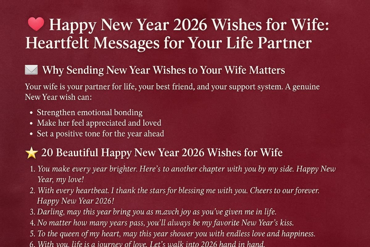 Happy New Year 2026 Wishes for Wife